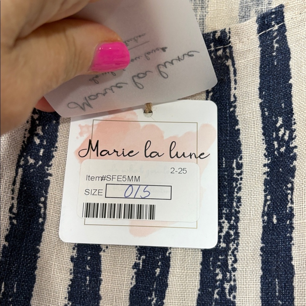 MARIE LA LUNE: 100% linen Made in Italy Striped Sleeveless Shirt Dress NWT - Picture 9 of 9